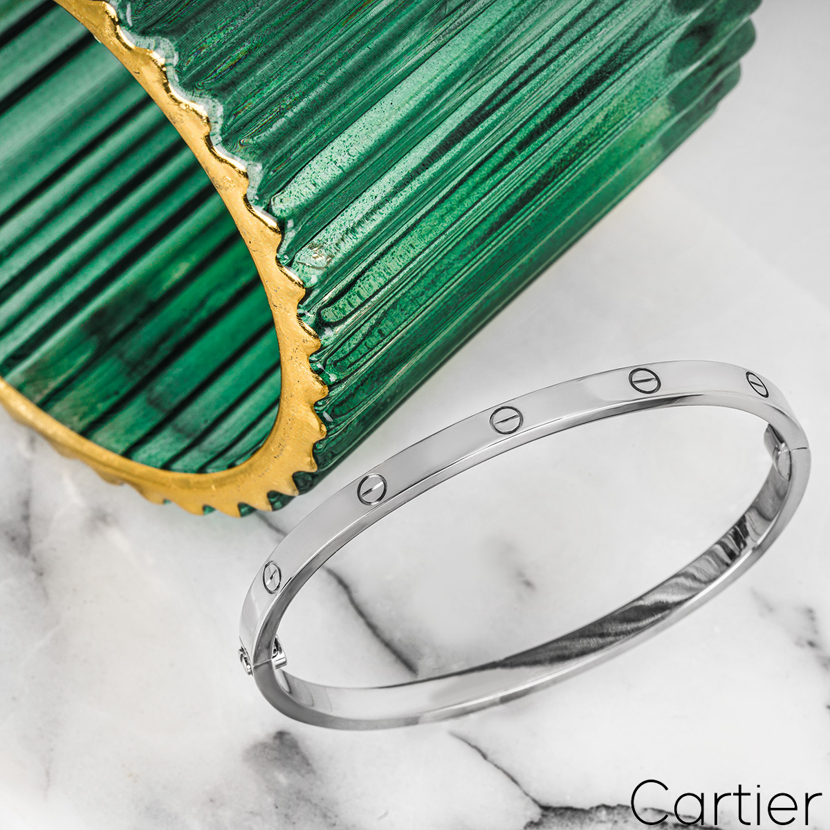 Cartier White Gold Plain SM Love Bracelet Size 15 B6047415